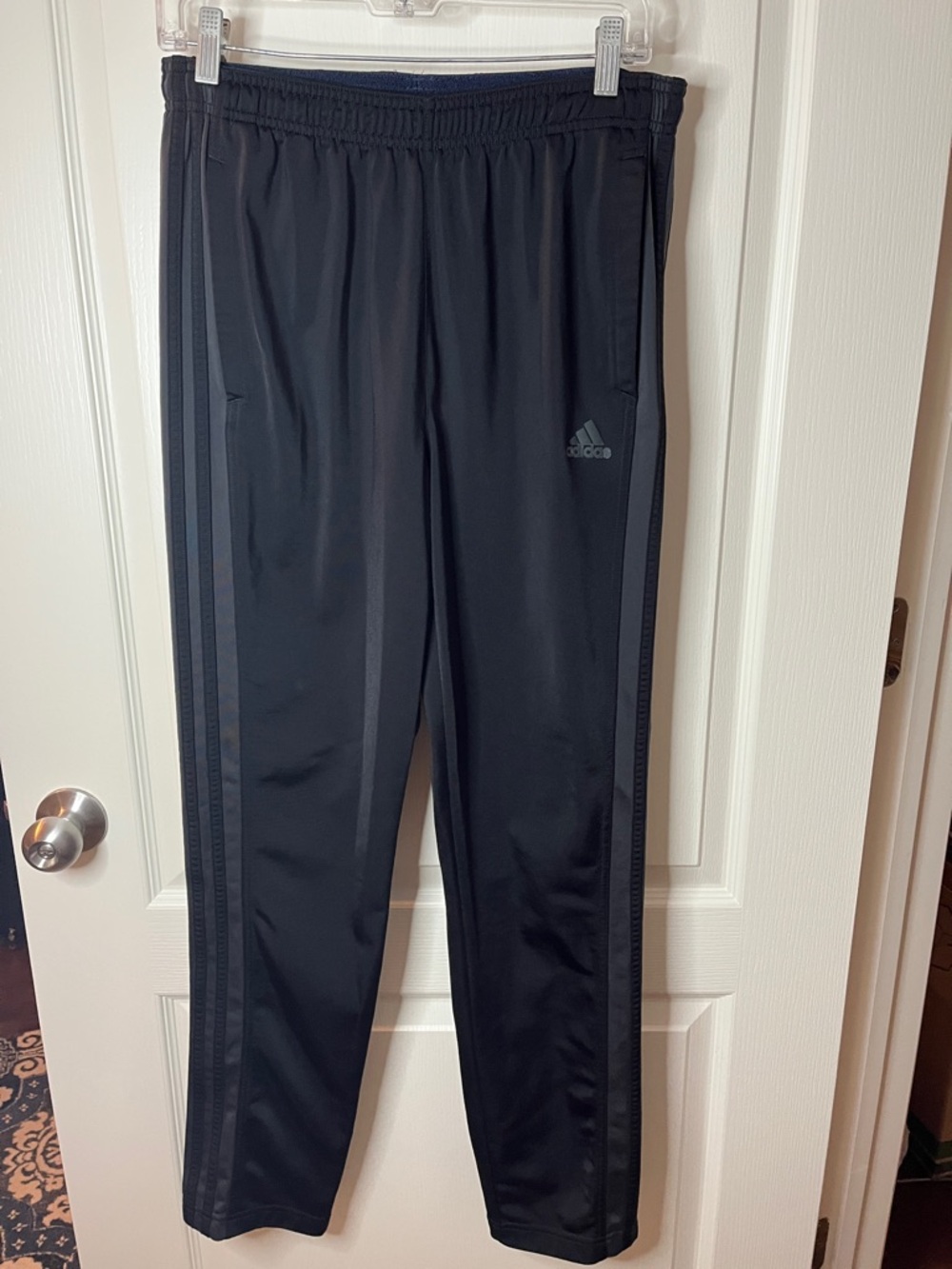 adidas Black Men's Track Pants with Subtle Stripe